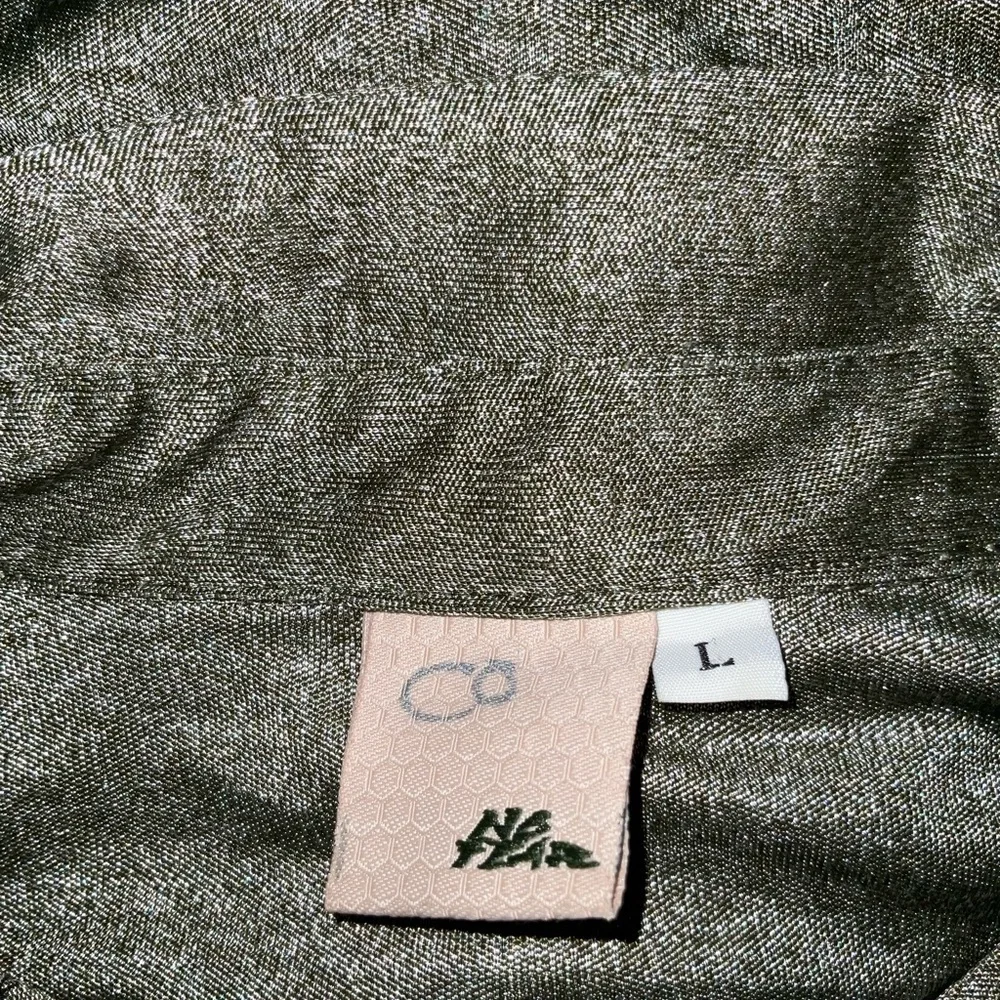 Men’s used green button down short sleeve polo NO Fear size L - Picture 2 of 3